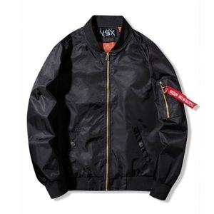 Graphic Print Zip Up Pocket Bomber Jacket